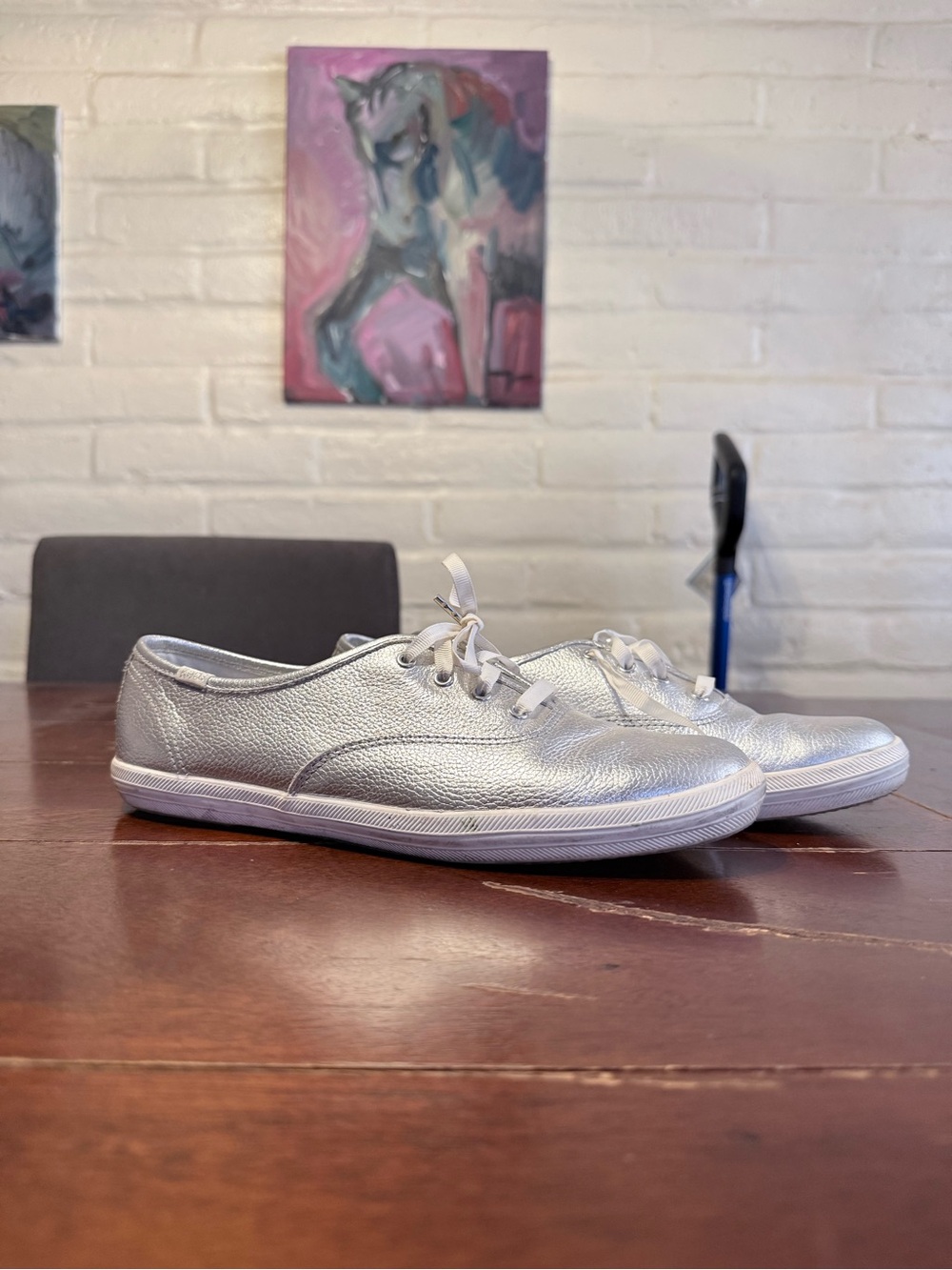 Kate Spade for Keds Silver Lace Up Shoes Size 8